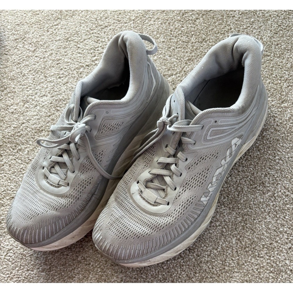 HOKA One‎ One WBondi 7 Gray White Women's U.S. 11 Running Comfort Sneakers